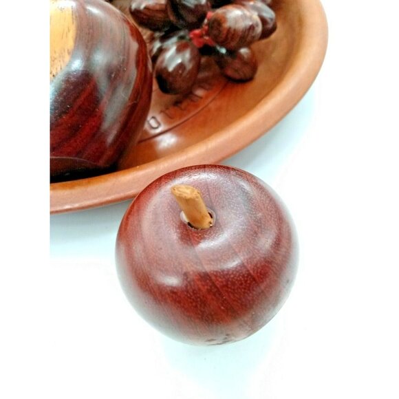 Vintage Wood Hand Carved Decorative Bowl & Wooden Fruit AMAZING - Picture 6 of 12